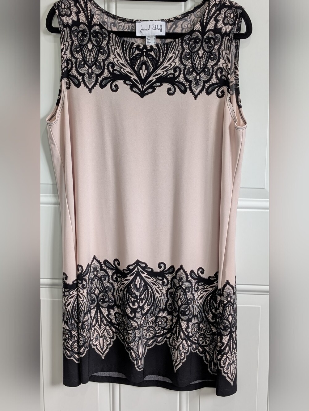 Joseph Ribkoff Cream and Black Sleeveless Tunic Dress